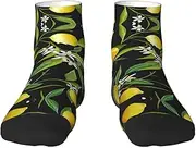 [JBYJBX] Lemon And Flower Print Adult Socks Womens Mens Workout Thermal Cozy All-Season Gift Holiday Articles Use
