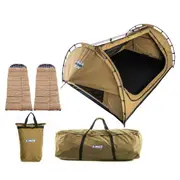 Kings Deluxe Double Swag + 2x Sleeping bag + Swag Bag + Doona/Pillow Canvas Bag