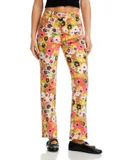 Mother Smokin Double Flood High Rise Ankle Jeans in Flowers Al Fresco