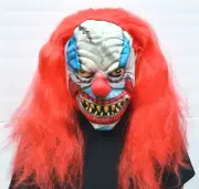 Scary Halloween Clown Mask with Hair Costume Party Stitches the Clown