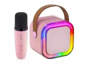 Portable Mini Bluetooth Karaoke Speaker with Wireless Microphone Pink S920-PNK