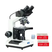 Built-in 3MP Camera Binocular Compound Microscope 40X-2000X+Slides+Covers