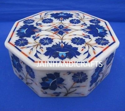 8''x8'' Malachite marble marble jewelry storage trinket box center