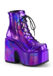 size 8 CAMEL-203 5 Inch Chunky Heel, Platform Ankle Purple Boot New