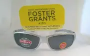 NEW Foster Grant kids boys sunglasses 100% UVA/UVB protection silver sport