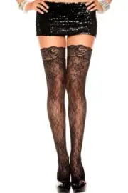 NEW sexy MUSIC LEGS gardenia FLORAL lace TOPS net THIGH highs STOCKINGS nylons
