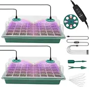 MQFORU Germination Seed Trays with Adjustable Growth Light, 2 Pcs 80 Cells Seed Germinator, 2 Metres Timer Controller for Greenhouse Grow Plant Seeds