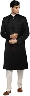 [Royal Kurta] Royal Men's Suiting Kneelong Black Bandhgala Custom Made Sherwani for Men (42)