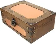 HEATSHAKING Vintage Wooden Storage Box with Hinges and Latches Multifunctional Treasure Chest for Jewelry and Small Items Antique Decorative Keepsake Box for Home and Office Decor