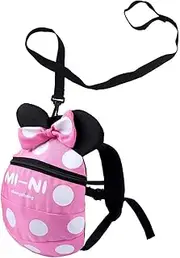 Baby Toddler Safety Harness Backpack Child Kids Cute Cartoon Strap Shoulder Backpack Bag with Reins Leash Rucksack Harness Walkers Tether Belt,for 1-5 Years Old Toddler. (Pink S-for 1-5 Years Old)