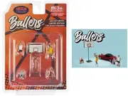 "Ballers" 5 piece Figure Set (4 Figures 1 Basketball Hoop) 1/64 Scale Models