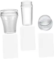 Healvian 3 Sets Professional Nail Stampers Silicone Manicure Stampers for French Manicure Includes Handle Easy to Clean for Home Salon Use