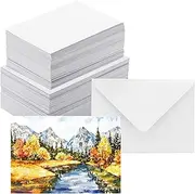 ANSSDO Blank Note Cards and Envelopes 5x7" NOT FOLDED, Heavyweight White Cardstock with Envelopes for Invitations Card Making Supplies and Office Stationery Cards with Envelopes