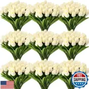 Janinka 75pcs Artificial Tulip Flowers Fake PU Tulips Faux Latex Bouquet Flow