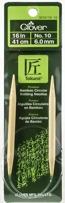 Clover Takumi Bamboo Circular Knitting Needles 16"-Size 10/6mm