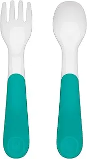 Oxo Tot on The Go Plastic Fork and Spoon Set with Travel Case, Teal