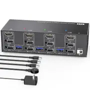 KVM303DH 3x3 HDMI & DP KVM er 8K@60Hz 4K@144Hz USB 3.0 Triple Monitor -Black