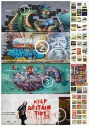 1SET (4x) 1/64 Scale CUT & PEEL STICKERS Wall Graffiti Sign Garage diorama #003