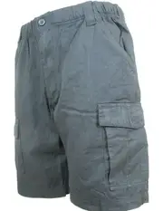 CARGO SHORTS Elastic Waist 100% COTTON Army Military PLAIN Pocket Mens S-XXL
