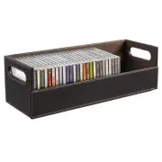 Leather CD Storage Box Organizer for DVDs Cassette Tape Disc Display Stand
