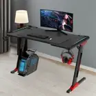RGB Gaming Desk Computer Table RGB LED Light Z Shape 120cm Black