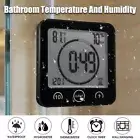 Black Digital Bathroom Shower Clock Waterproof Touch Screen Kitchen Timer Alarm