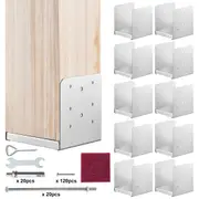 152.4x152.4 Post Base, 10Pcs Stainless Steel Adjustable Post Anchor Bracket(Internal 150 x 139.7), Adjustable Post Base for Pavilion Deck Porch Handrail Railing Support Decorative Anchor