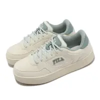 在飛比找momo購物網優惠-【FILA】休閒鞋 Court Trend 女鞋 米白 藍綠