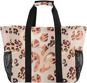 [sanluoli] Bag Collapsable Beach Totes Bags Waterproof with Handles Laundry Bag Tote, Rose Gold Leopard Print, 1 size