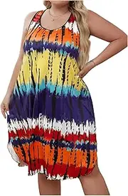 [WDIRARA] Women's Plus Graphic Lettuce Curve Hem Nightgown Sleeveless Scoop Neck Slip Dresses