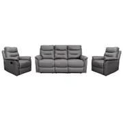 Milano 3+1+1 Leather Recliner Lounge Suite - Graphite