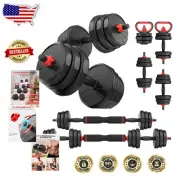 Versatile Adjustable Dumbbell (55lbs-90lbs) Barbell & Kettlebell Combo Set