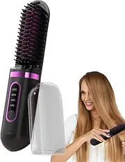 Cordless Hair Straightener Brush, Portable Straightener Brush, Cordless Portable Hair Straightener Comb, Heated Straightening Comb with Temperature Display