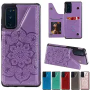For Samsung S20 FE S20+ S10 S9 S8 Note20 Ultra Magntic Leather Flower Back Case