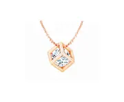 Crystals from SWAROVSKI ® Modern Solitaire in a Cube Necklace (Gold)