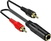 Oxtxuzdm 6.35mm Female to 2RCA Male Y Splitter Cable 1/4Inch to 2RCA Cord for Stereo Extension Gold Plate Connectors