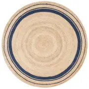 nuLOOM Rikki Braided Border Jute Navy 6 ft. Farmhouse Round Rug