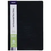 J.Burrows A4 Week-To-View Embossed Diary FY25/26 Black