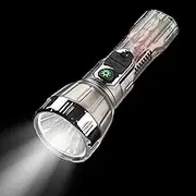 Jlobnyiun Flashlight Solar, Portable Outdoor LED Torch, Bright Flashlight Power Bank for Hiking Backpacking Bushcraft Boating Hunting Marine Fishing Home Disaster Tornado