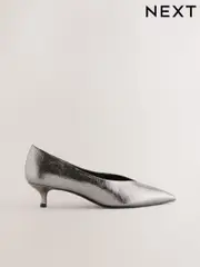 Pewter Standard/Wide Fit Forever Comfort® Point Toe Low Kitten Heels (F24490) | $54