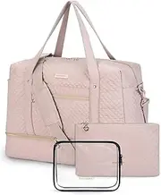Travel Duffle Bag, BAGSMART Large Weekender Overnight Bag for Women Large Carry On Bag with Laptop Compartment, Shoes Bag (Black), Pink-3 Pcs, Large-3 PCS, Travel Duffle Bag