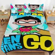 v2890 Bed Sheets Bedding Teen Titans Go Cartoon Bedding Sets Ultra Soft Skin-Friendly Duvet Cover 3 Piece, Cute Comforter Cover Bed Set for Boys Girl