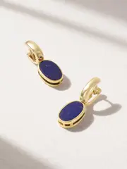 [Marla Aaron] Marla Aaron - Oval Lozenge 14-karat Gold, Mother-of-pearl And Lapis Lazuli Earrings - One size One size Gold