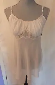 Cinema Etoile Seductivewear SEXY 2 Pc White Chiffon Baby Doll Size L Embroidery