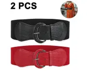 2 Pack Women'S Elastic Wide Belt Women'S Elastic Belt Hook