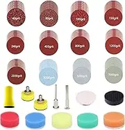 1inch Sandpaper 40-7000grit Sanding Disc with Shank Backer Plate and Soft Foam Buffering Pad Grinding Abrasive Sponge Sanding Disc Pad Kit for Wood Metal Mirror Jewelry Car 132PCS