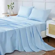 ILAVANDE Luxury 4 Piece White Microfiber King Sheets Set - Super Soft 1800 14" &