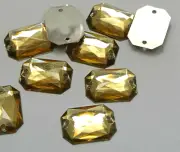 100 Champagne Flatback Acrylic Rectangle Sewing Rhinestone 13X18mm Sew on beads