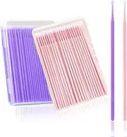 Elkuaie Pack of 100 Paint Swabs, Car Paint Swabs, Multifunctional Micro Lubrication Brush, Cotton Buds for Repairing Paint Damage, Makeup Cleaning (Purple, Pink)