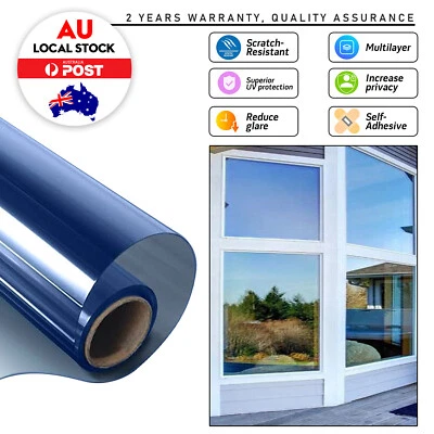 50x200cm One Way House Window Tint Film Mirror Glass Block Heat Anti UV Rays NEW